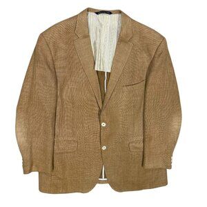 Coppley Blazer Wool Linen Silk Sport Coat Half Lined Hopsack Brown 44T